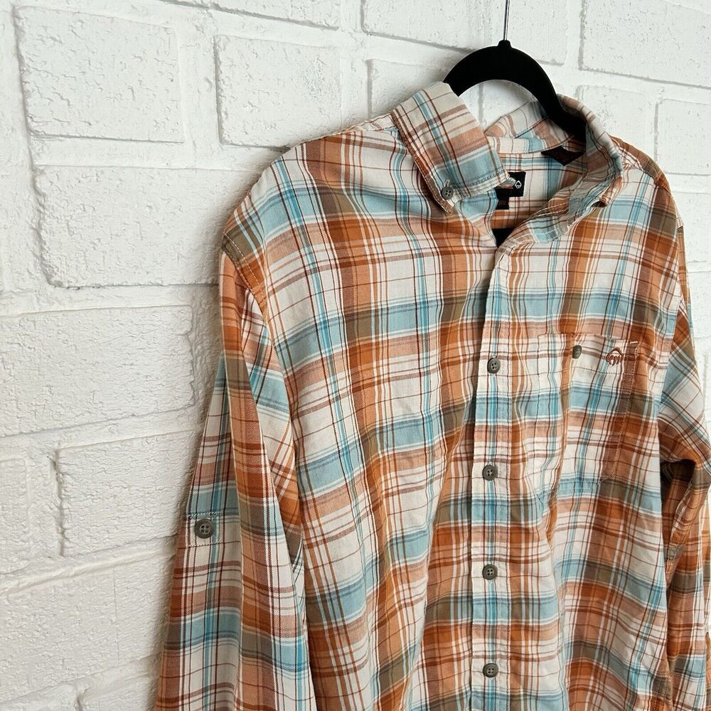 Wolverine Boots Button Up Shirt Mens Medium Plaid Button Collar Roll Sleeve - Picture 5 of 12